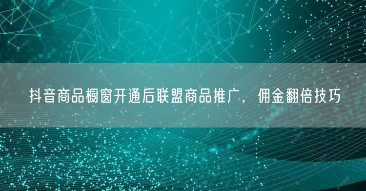 抖音商品橱窗开通后联盟商品推广，佣金翻倍技巧