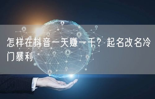 怎样在抖音一天赚一千？起名改名冷门暴利