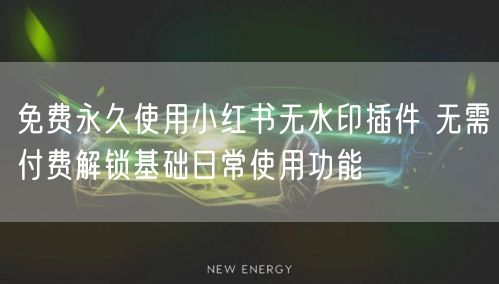 免费永久使用小红书无水印插件 无需付费解锁基础日常使用功能