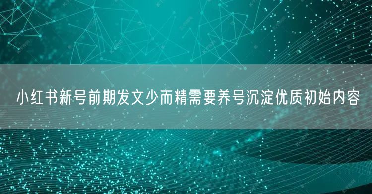 小红书新号前期发文少而精需要养号沉淀优质初始内容