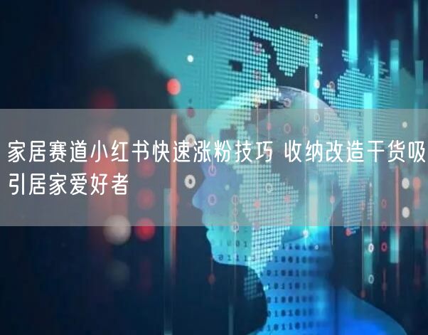 家居赛道小红书快速涨粉技巧 收纳改造干货吸引居家爱好者