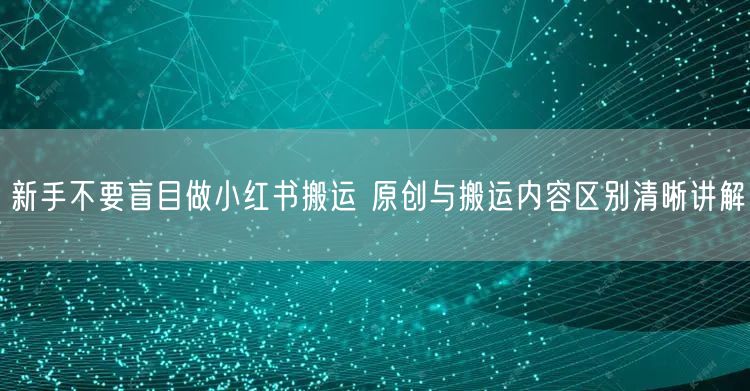 新手不要盲目做小红书搬运 原创与搬运内容区别清晰讲解