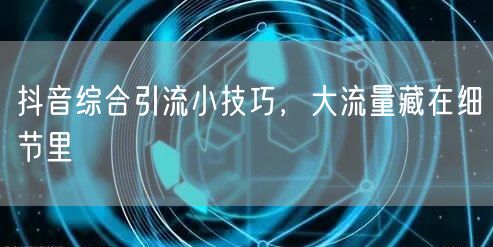 抖音综合引流小技巧，大流量藏在细节里