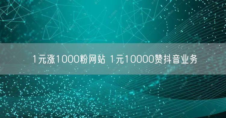 1元涨1000粉网站 1元10000赞抖音业务