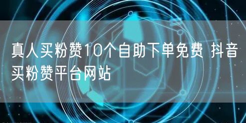 真人买粉赞10个自助下单免费 抖音买粉赞平台网站